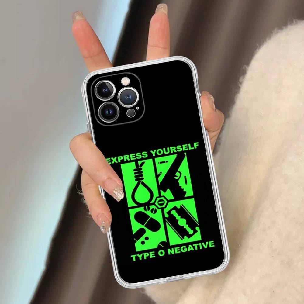 Чехол Rock Band T-Type O Negative Music для IPhone 17 16 15 14 13 12 Mini 11 Pro Max Прозрачный