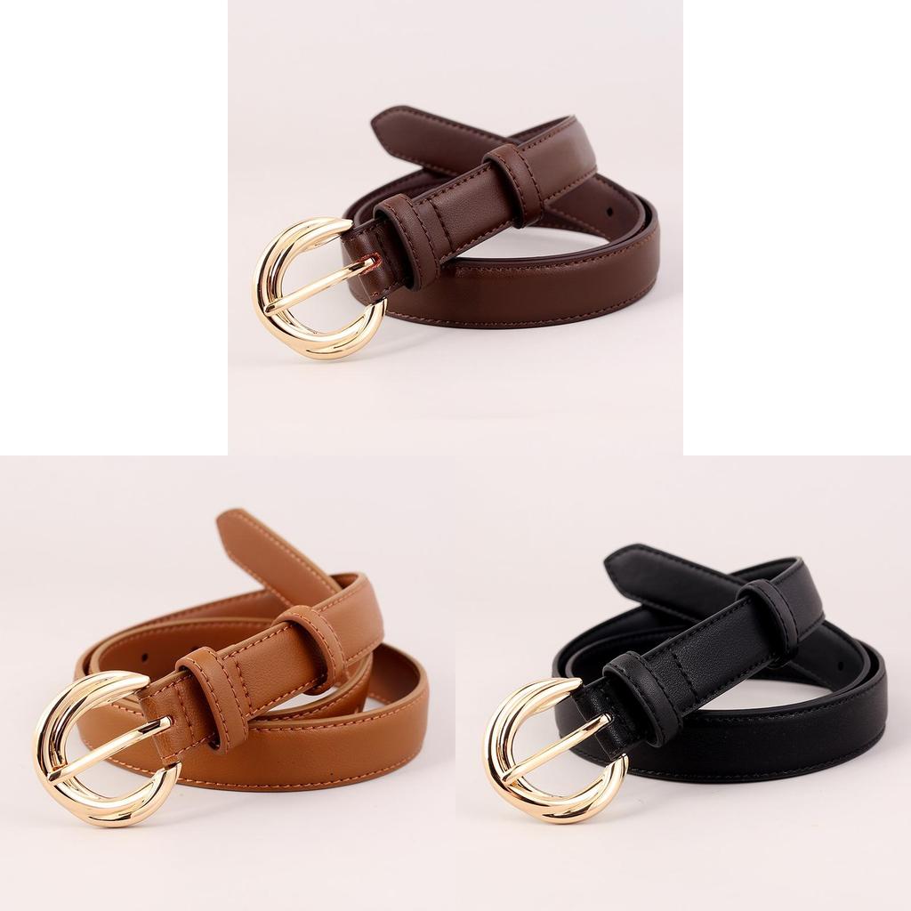 Classic Leather Belt For Women With Pin Buckle Casual Office Accessory Perfect For Spring