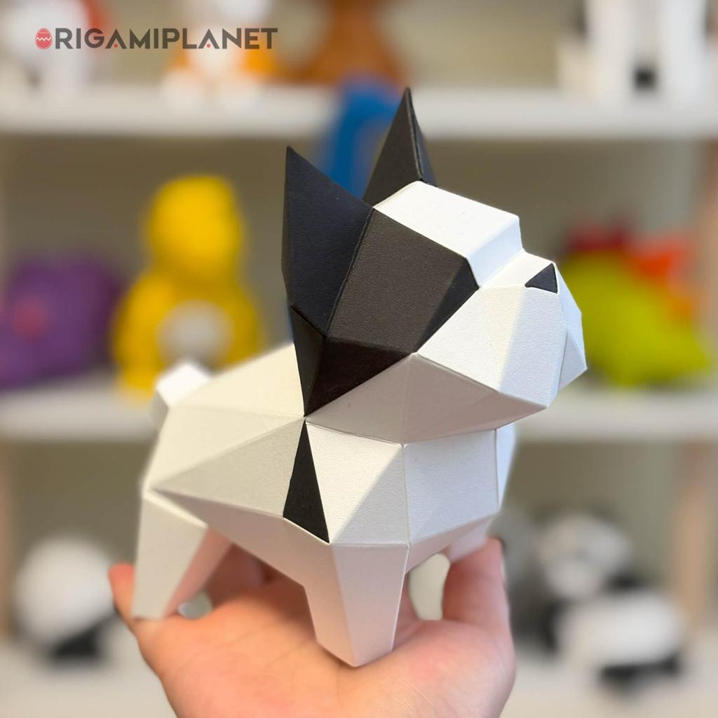ORIGAMIPLANET Набор для 3D-оригами «Бульдог» для легкой бумажной скульптуры собаки Милое 3D-животное Ручная работа Домашний Декор Искусство Домашний Декор Бумажное творчество Подарок