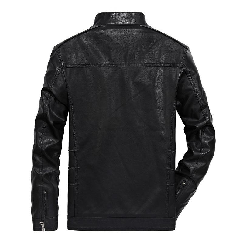 Men's Autumn and Winter New Men's PU Leather Jacket Short Stand Collar Youth Motorcycle Leather Jacket