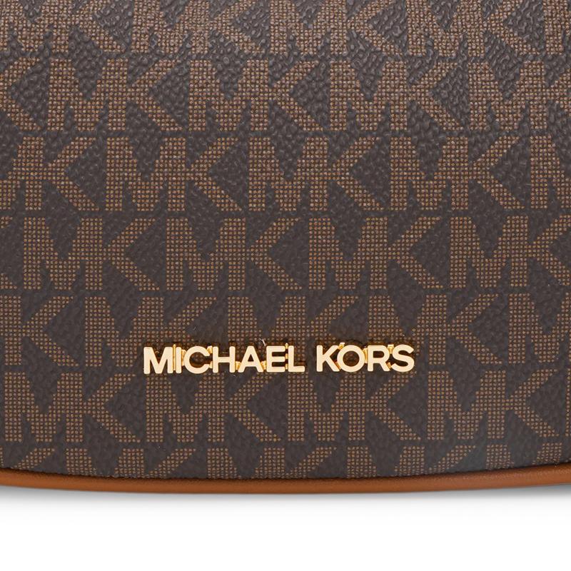 Michael Kors Монограммный Логотип Покрытый Холст и Кожаная Сумка-Клатч на Молнии Женские Сумки Коричневый 35R3G4CC1B-BROWN