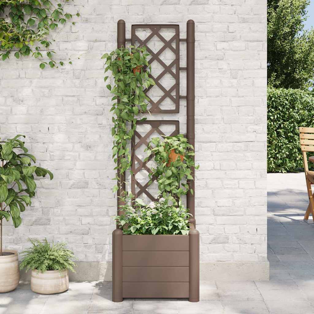 vidaXL Pflanzkübel mit Spalier 43x43x142 cm PP Mokka