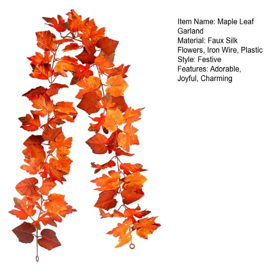 5.7Ft Fall Maple Leaf Garland Artificial Autumn Foliage Garland Harvest Hanging Vine
