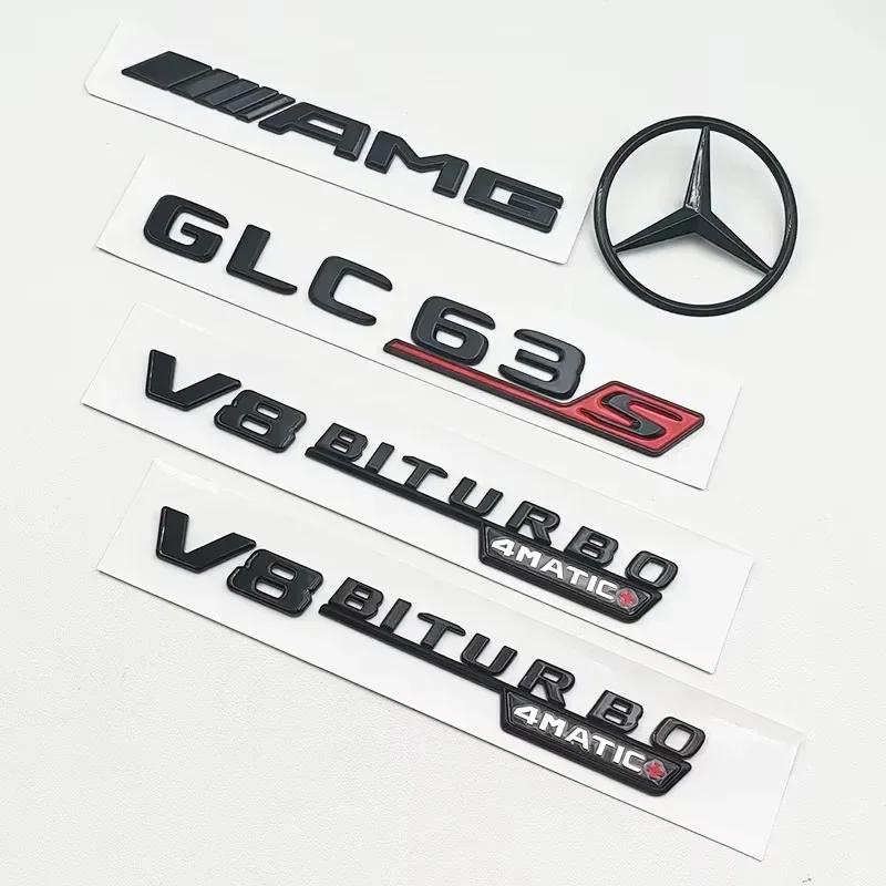 AFDO2 3D ABS Black GLC63S Logo Letters V8 BITURBO 4MATIC Badge Car Rear Star Sticker Trunk AMG Emblem For Mercedes Benz GLC AMG X253