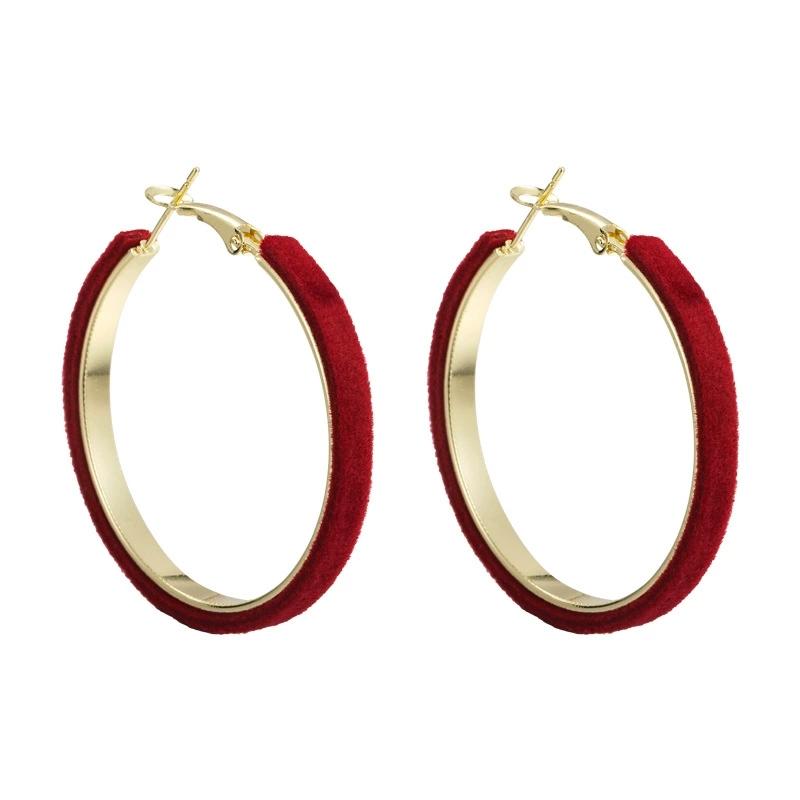 2025 Vintage Velvet Fabric Exaggerated Large Metal Hoop Earrings For Women Party Elegant Charm Autumn Winter Jewelry Accessories
