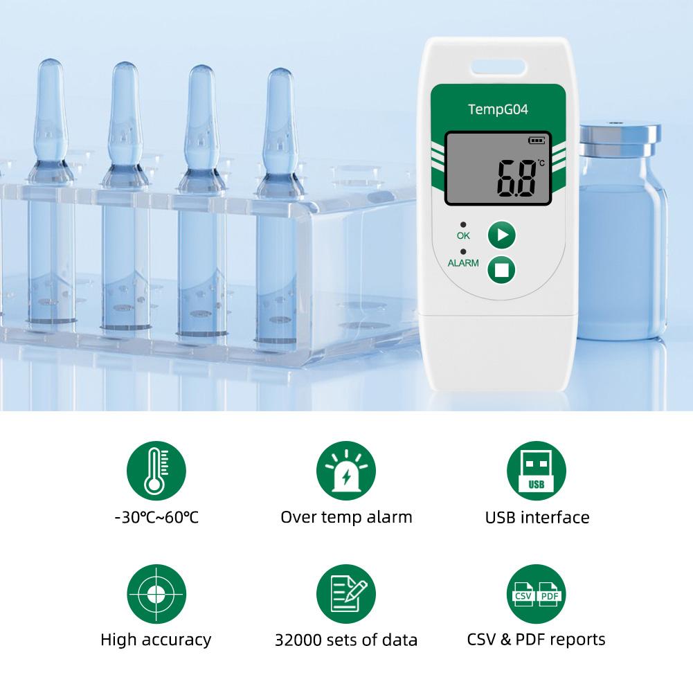 USB Temp & Humidity Data Logger Digital 32000 Point Capacity Temperature Data Logger for Refrigeration Cold Chain Transport Lab