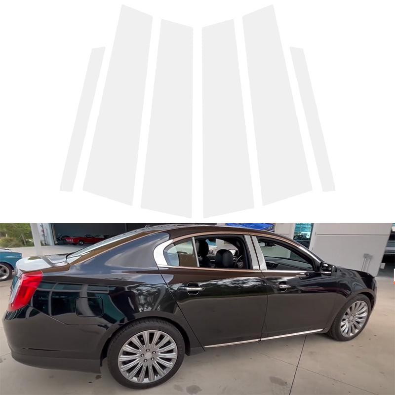 6pcs/set Car Window Decoration Sliver Door Frame Cover Center Pillar Sticker Fit For Lincoln MKS 2009-2016