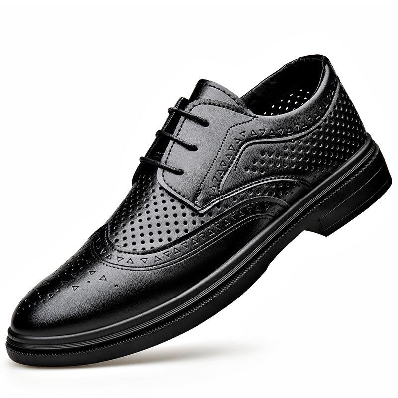 Мужские деловые повседневные кожаные туфли на шнуровке, классические дерби, модные британские остроносые броги