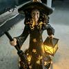 Spooky Desk Light 2Pcs Halloween Witch Night Lamp, Holding Lantern Figurine with Collectible LED, Glowing Resin Statue for Tabletop Decor