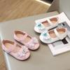 Туфли из кожи на плоской подошве для девочек, свадебная вечеринка, со стразами, модные, мягкие, детские, Мэри Джейн, размер 21-30, весна, новинка