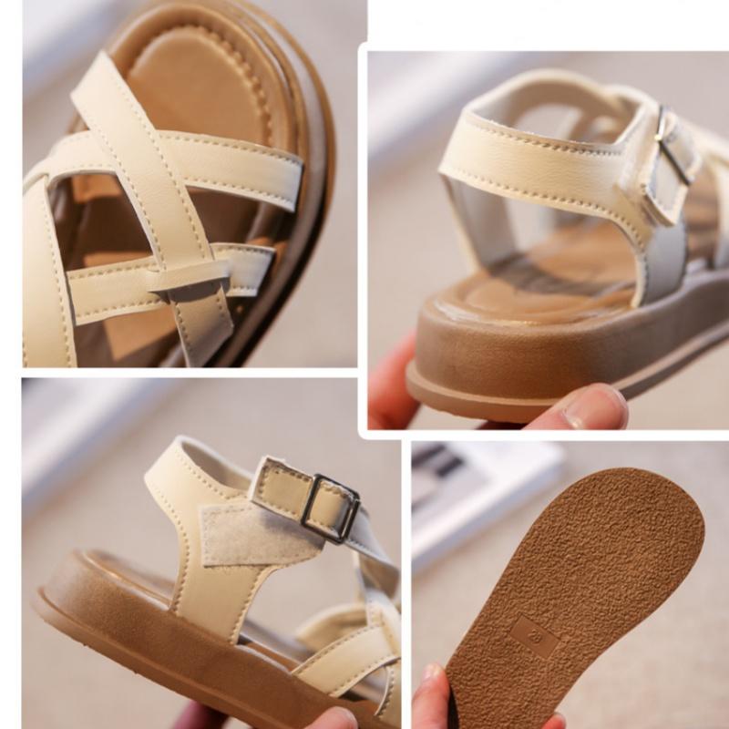 Сандалии для девочек, модная летняя нескользящая пляжная обувь нового стиля с пряжкой для детей среднего и большого возраста