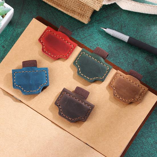 Персонализированная магнитная закладка из искусственной кожи, держатель страниц с зажимом для ручки, закладка с ретро-логотипом для журналов, блокнотов, книг