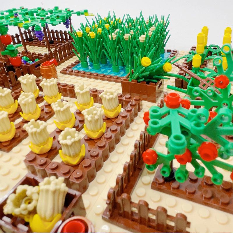 MOC Farm Pastoral Set Building Blocks Plant Fruit Crop Scene Building Blocks DIY Building Block Set Compatible with Major Brands