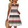 Женское модное повседневное летнее платье с полосатым принтом и карманом, пляжное праздничное платье-жилет
