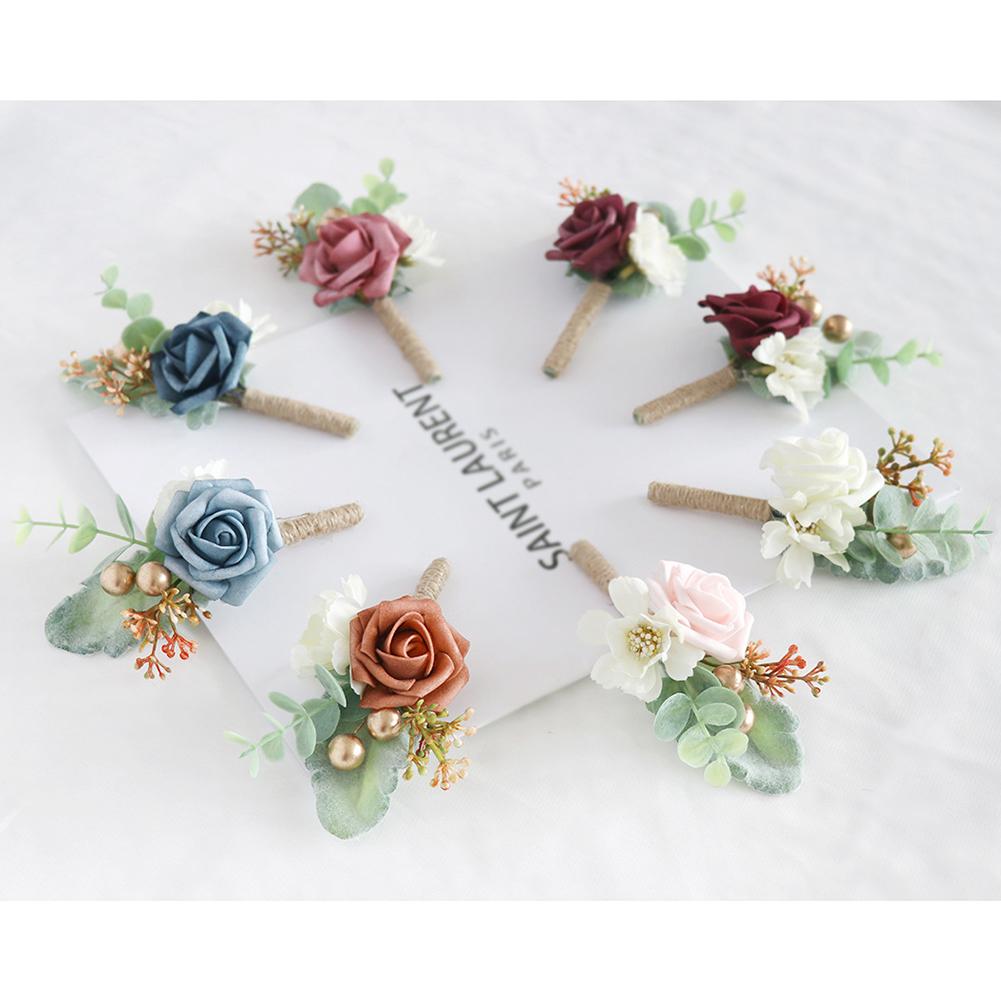 Artificial Corsage Simulation Flowers Wedding Supplies For Grooms Bridal Groomsmen Bridesmaids