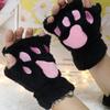 1 пара женских зимних перчаток с полупальцами в форме кошачьей лапки, толстые плюшевые эластичные теплые, сохраняющие тепло, нескользящие, ветрозащитные, с защитой запястья