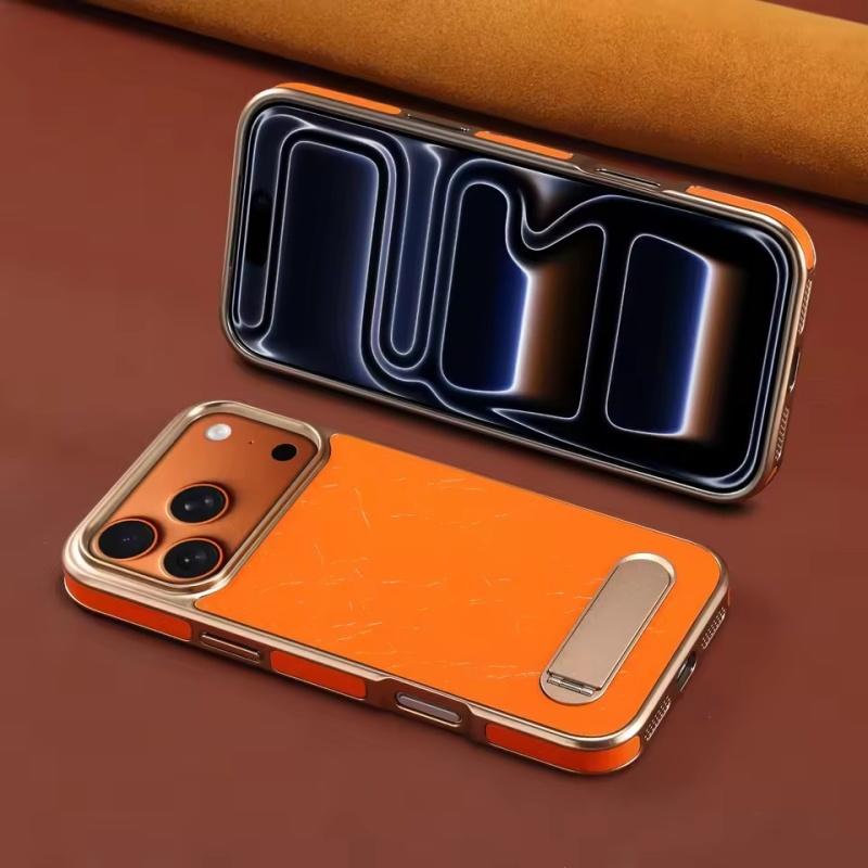 Подходит для iPhone 17 16 15 14 13 Pro Max Plus Air кожаный магнитный беспроводной зарядный чехол для телефона со скрытой подставкой