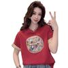 Женская летняя футболка из хлопка с коротким рукавом и цветными блоками, вышивкой в китайском стиле