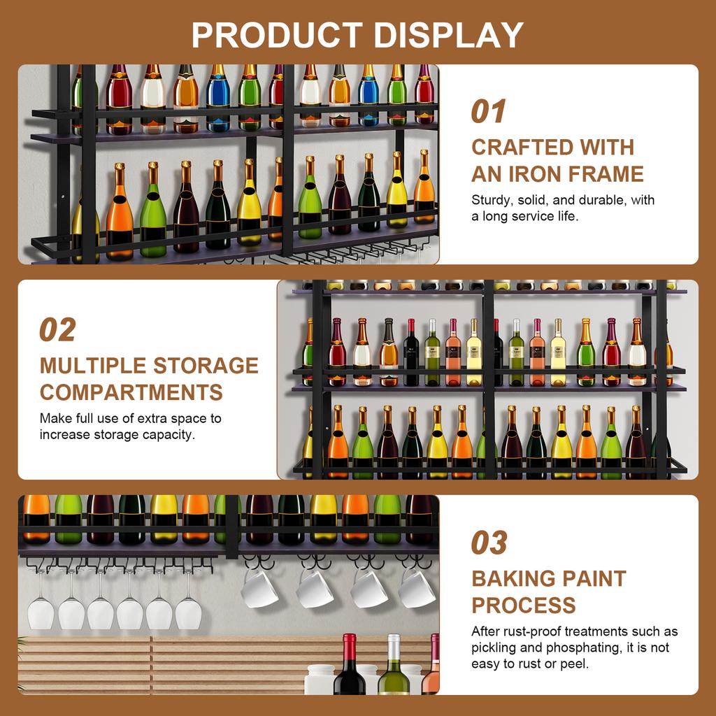 3/4Tier Bar Shelves Wine Fridge Cabinet Liquor Living Room Canteen Wall Furniture Storage Cabinets White Counter Beverage Cellar