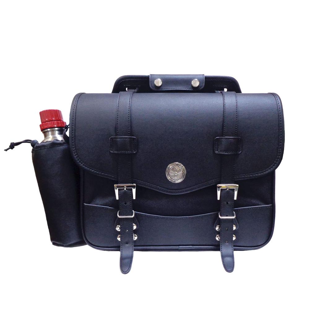 Xross Cross Single Saddlebag Side Bag Black with Bottle Holder and Rain Expanded Capacity XC-012W Cover,