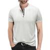 Men's Short Sleeved Shirt Men's 4-button T-shirt Casual Top