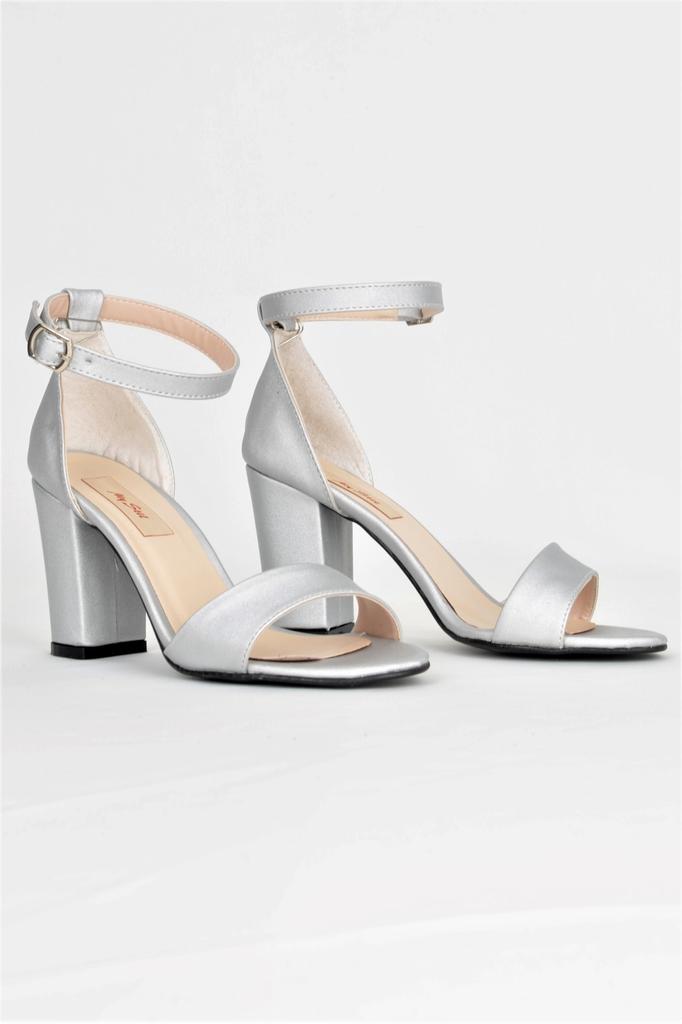 Женские повседневные сандалии Платиновые босоножки на каблуке с одним ремешком 9 см