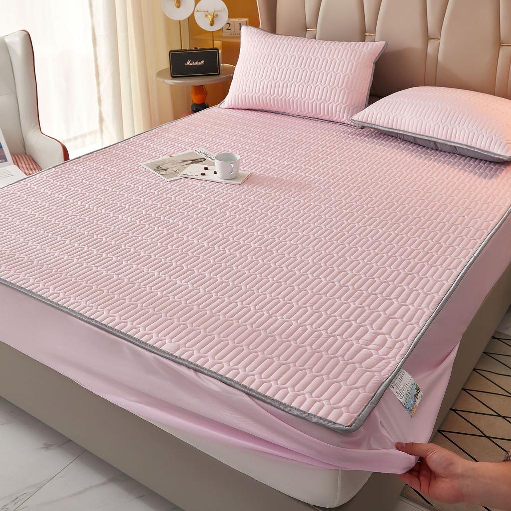 3PC Summer Latex Bed Sheet Summer Mat Ice Silk All-inclusive Mattress Protective Cover Ice Silk Bedspread