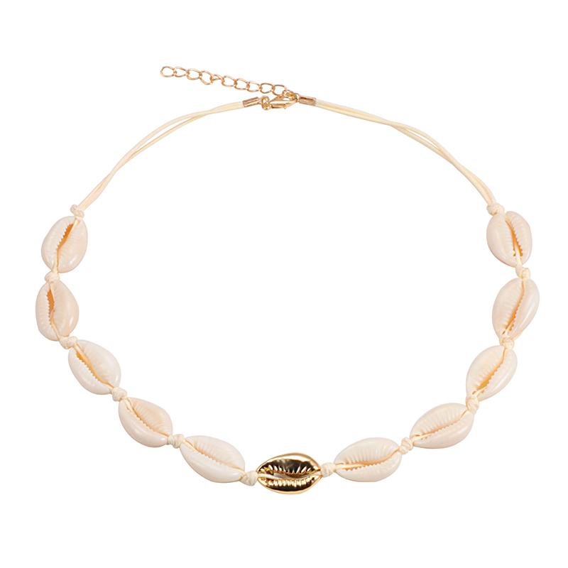 Ожерелье из ракушек Conch Seashell, Женские украшения, Летнее пляжное колье из ракушек, бохо-веревочное ожерелье из бисера каури, воротник ручной работы, Женский