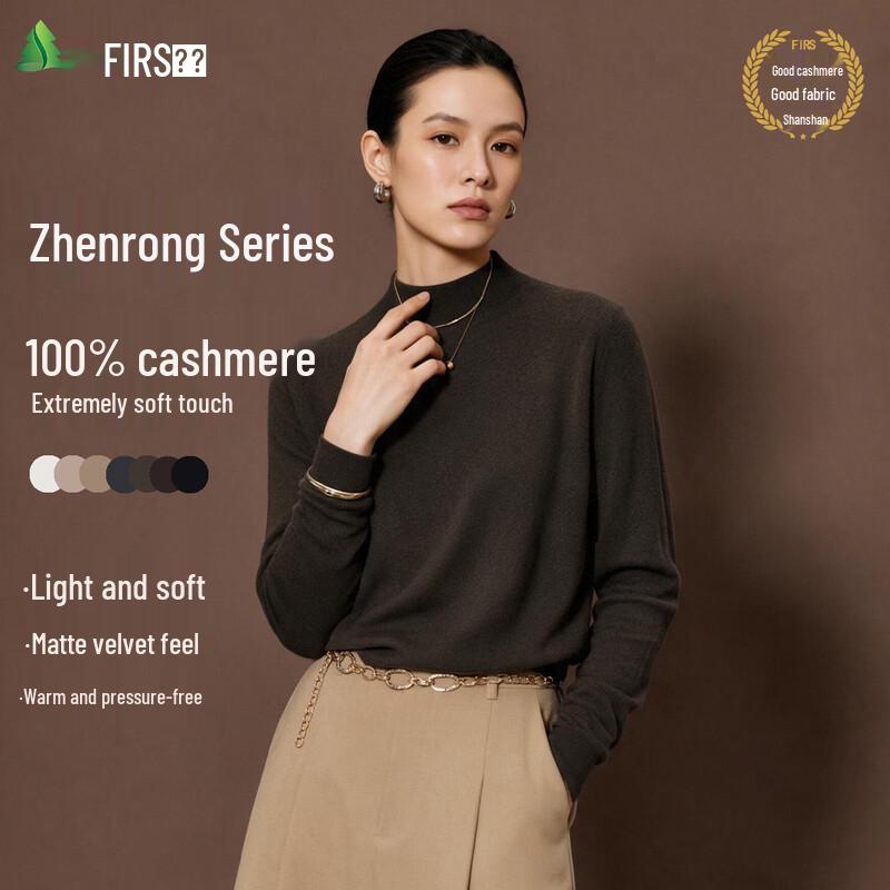 FIRS Women's Premium 100% Cashmere Mock Neck Sweater