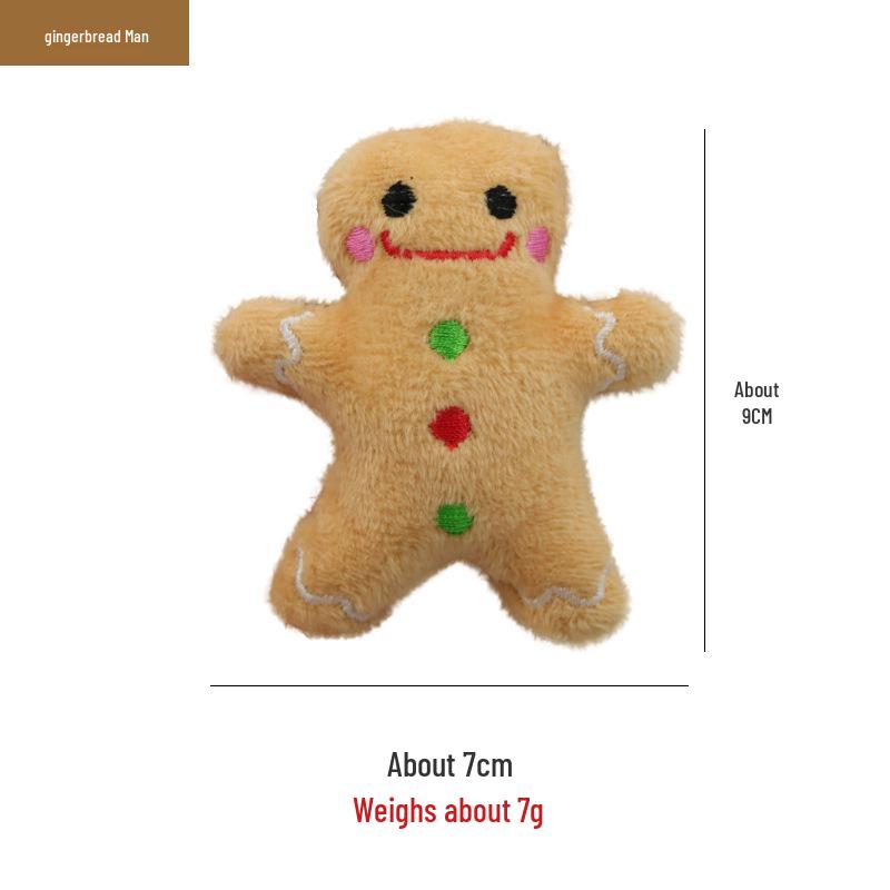 Christmas Reindeer Gingerbread Santa Plush Catnip Toy for Cats