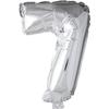 Aluminum Balloon - HAPPY MOMENT - Number 7 - Silver - Helium - Birthday Decoration