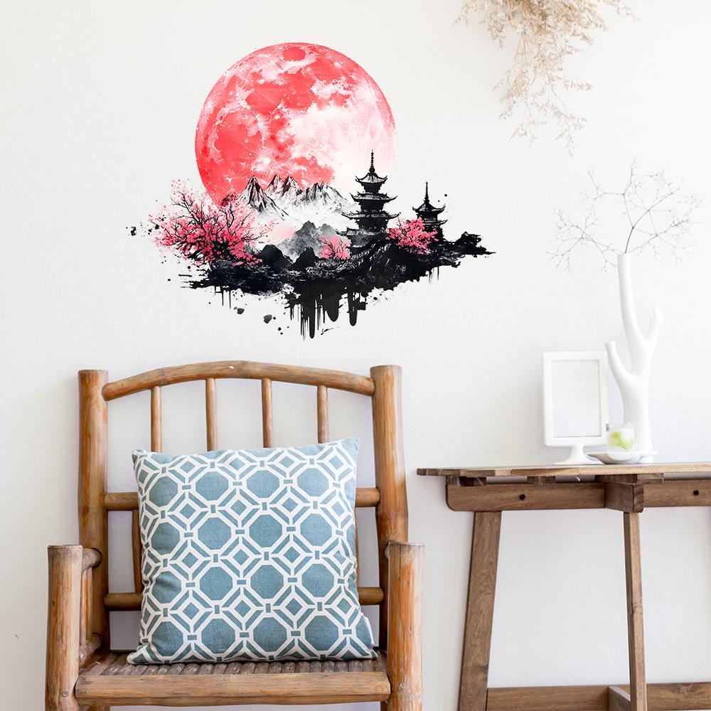 Древний стиль Креативный пейзаж Картина Луна Спальня Гостиная Крыльцо Домашнее украшение Украшение Наклейка на стену