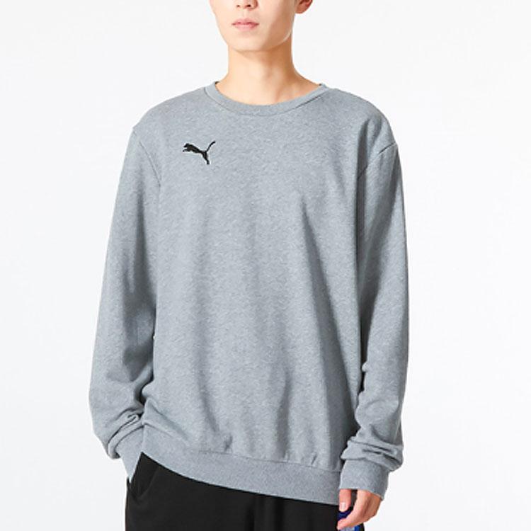 Puma SS22 Solid Color Logo Pullover Sweatshirt Men Tops Grey 656933-33