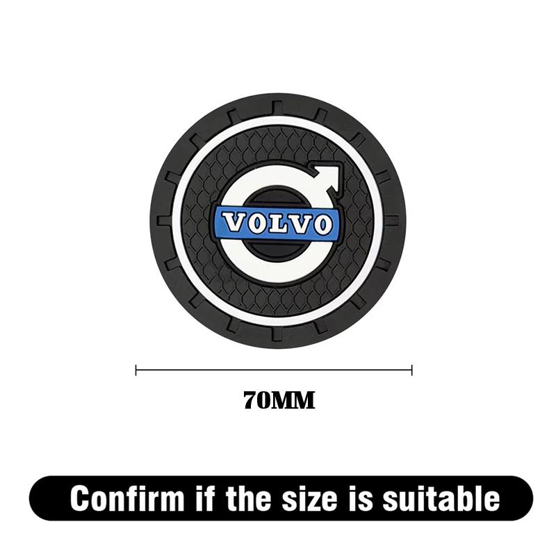 mlphz1 1/2Pcs Silicone Coaster Anti-noise Water Cup Pad Cushion For Volvo XC60 XC90 V90 V40 V60 S60 V50 S80 C40 XC40 V70 XC70 C30 C70