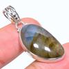 Natural Labradorite Gemstone 925 Solid Sterling Silver Gift Pendant 1.65" e8T99