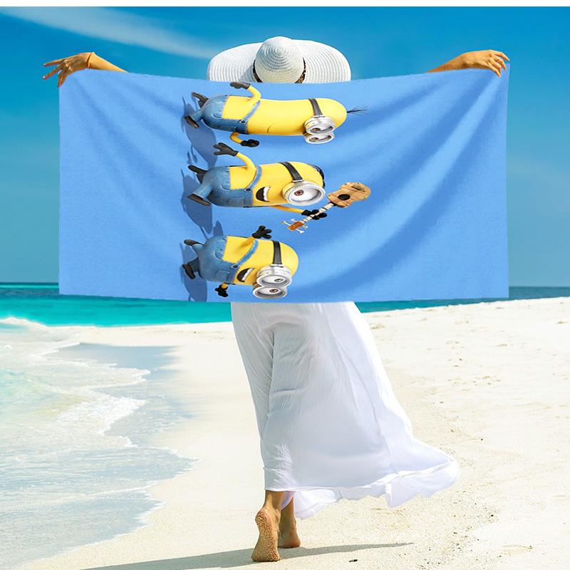 1pc Minions Adventure Poster beach towel,quick drying absorbent beach towel,outdoor sports swimming beach towel,Soft and comfortable Y7289