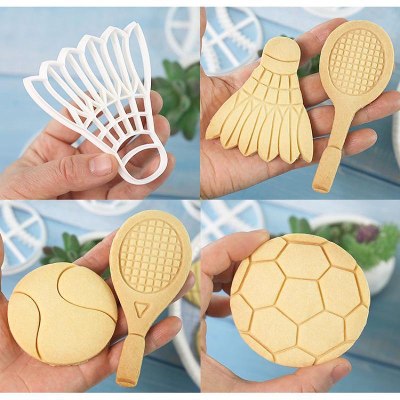 Sports Ball Baking Cutter Non-Toxic Easy Demold Rugby Tennis Football Shaped Mold for Kids Baking Class Activity