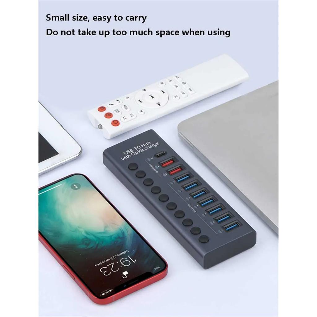 USB 3.0 концентратор розетка коммутатор 10 портов концентратор Multi-tap Multi-ports док-станция зарядное устройство несколько источников питания тип C