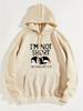 Я НЕ НИЗКАЯ, Я ПИНГВИНЬЕГО РОСТА Забавная печать Женская модная толстовка с капюшоном Милые толстовки Базовая повседневная толстовка Флисовая теплая одежда с круглым вырезом