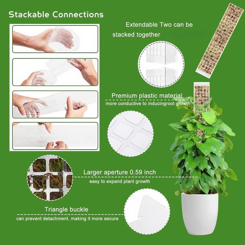 24/36/48 Inch Plastic Moss Pole for Monstera, Large D Shaped Poles Pot Climbing Plants Work Sphagnum Moss, Garden Growth Stake