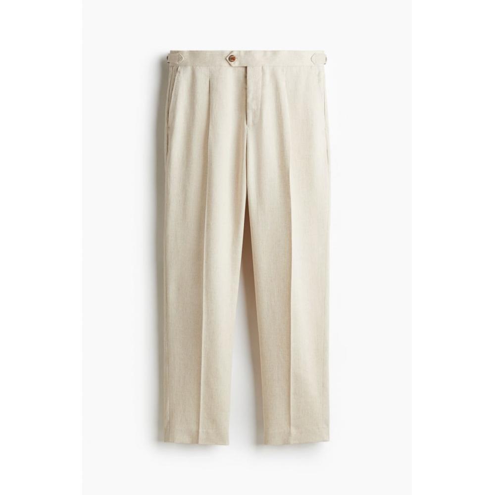 H M Linen Blend Suit Pants Regular Fit ligHt Beige