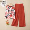Women Sleeveless Print Tank Tops and Pants Summer Two Piece Suit Sets