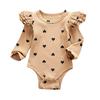 Infant Newborn Baby Girls Valentine's Day Heart Print Ruffles Romper Bodysuit