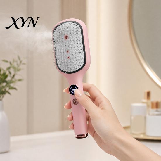 Разглаживающий спрей-щетка для волос, Электрическая массажная щетка, USB-перезаряжаемая, Распыляющая воздушная подушка, Антистатическая, Против вьющихся волос, Распутывающая, Паровая расческа для сухих