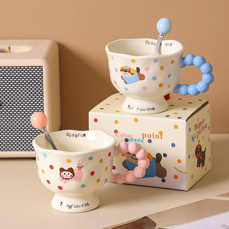 Cute Cartoon Ceramic Cup Good Looking Mug  Home Water Cup  Coffee Cup  Couple Cup  Breakfast Cup  Convenient Gift