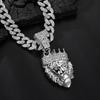 Men's Hip Hop 3D Crown Lion Head Pendant Necklace, with 13mm Cuban Chain  Animal Lion Head Rock Necklaces Fashion Punk Jewelry