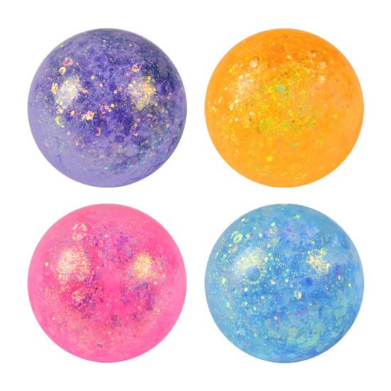 1/4Pcs Glitter Stress Relief Ball Toy Transparent Multicolor Squeeze Sugar Ball Portable Travel Home Office Anxiety Relieving Fidget Ball