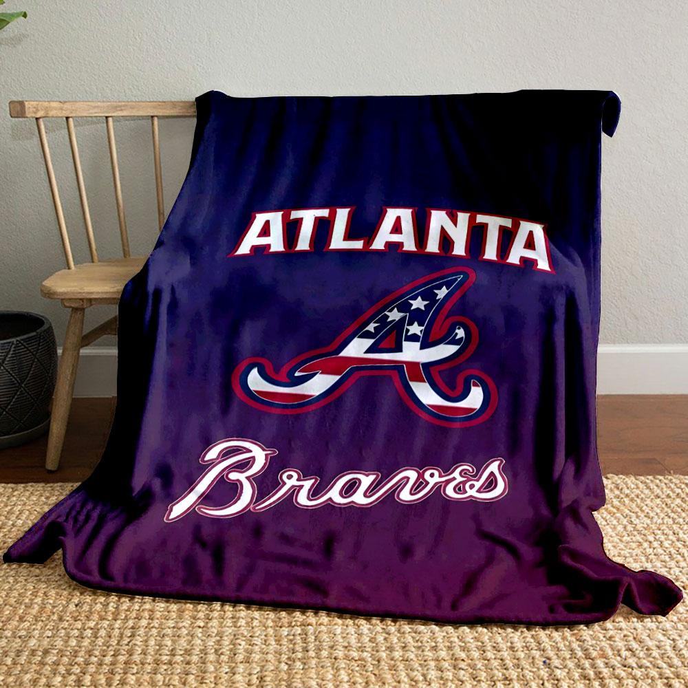 Atlanta Braves Patriotic Logo Design Patterned blanket, flannel, suitable for all seasons, home decor, warm and cozy