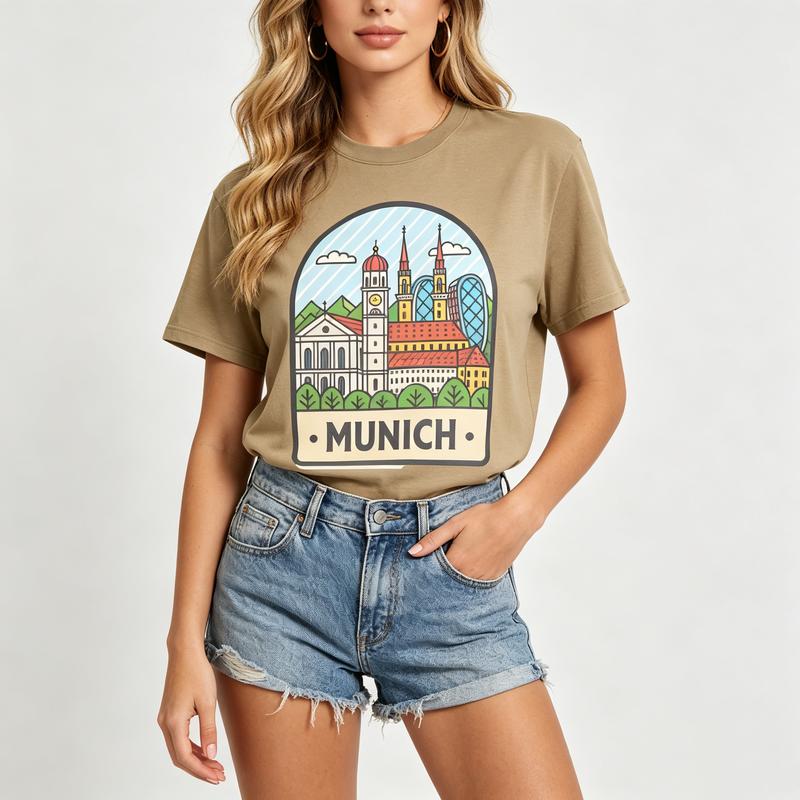 Munich Skyline Graphic TShirt for Unisex Unisex GerUnisexy Travel Souvenir Tee