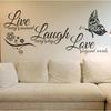 Live Laugh Love Butterfly Flower Wall Art Sticker Modern Wall Poster Quotes Vinyls Stickers Home Decor Living Room Ornament